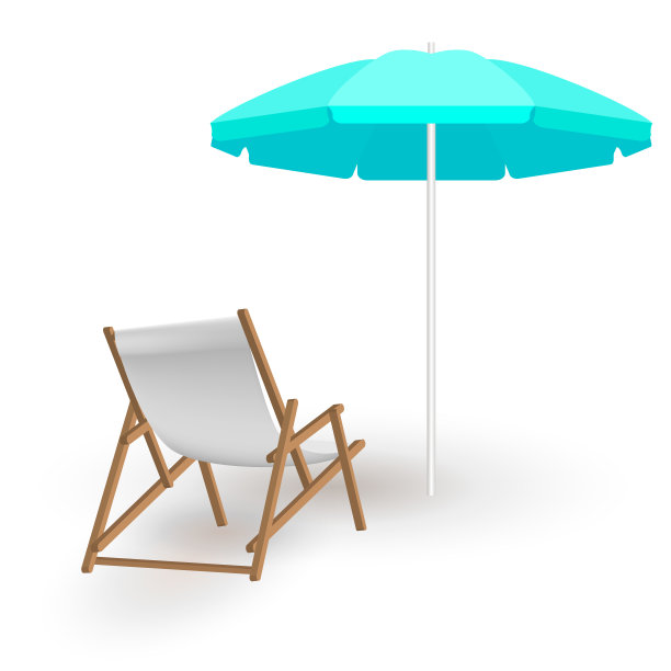 沙滩伞和躺椅图片下载