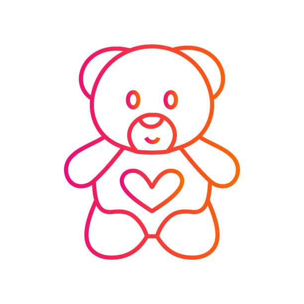 泰迪熊图标平面-插图孤立矢量符号图片下载