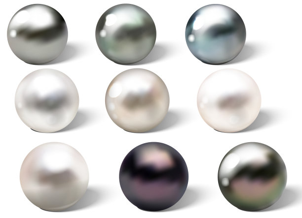 逼真的不同颜色珍珠套。图片下载