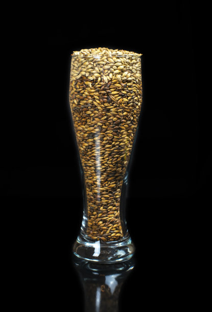 概念照片模拟啤酒由深色和浅色麦芽在啤酒杯图片下载