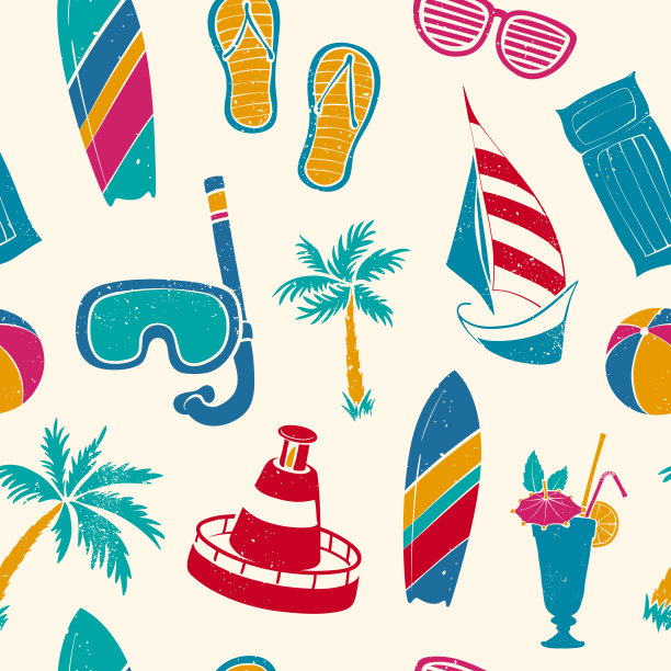 海滩休息无缝图案图片下载