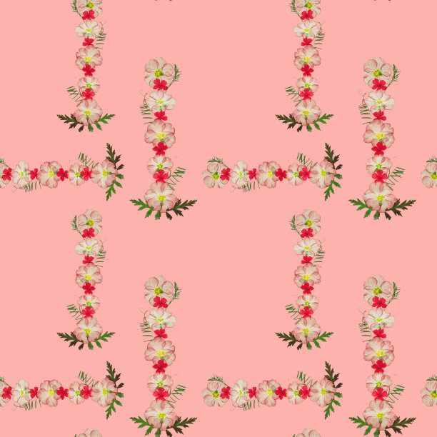 一束、一束或胸花。花型纹理无缝。花背景，照片拼贴图片下载