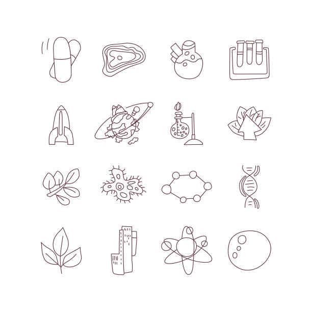 可爱的卡通图标在科学，学校，学习的主题。物理，化学，天文学和其他科学-向量插图的图标儿童。回到学校教育图标，科学卡通图标设置孤立在白色背景上，彩色图片下载