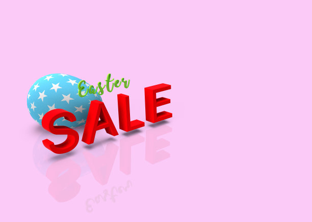 复活节促销，复活节彩蛋。三维渲染图片下载