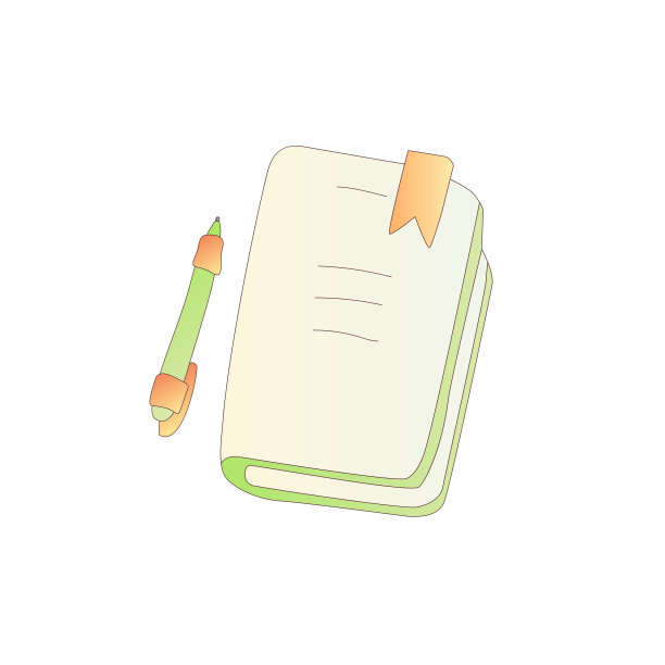 可爱的卡通矢量书，笔记本，日记本和日记本图标与钢笔。漫画书的图标。学校的书，大学的笔记本。白色背景的笔记本。教育卡通彩色图标素材图片