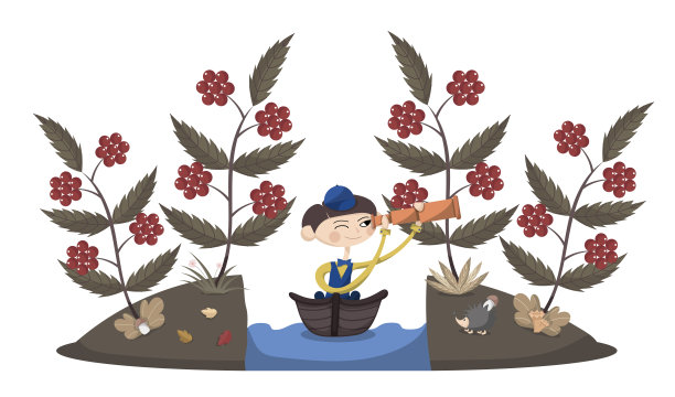 船上的小男孩拿着小望远镜。图片下载