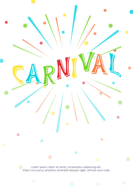 矢量插图与五彩纸屑和明亮的铭文嘉年华在白色背景。图片下载