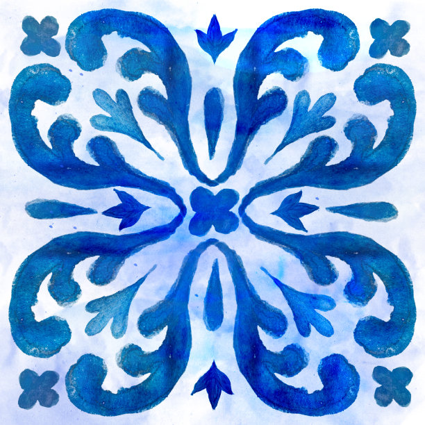 美丽的手绘阿祖莱荷斯瓷砖图案装饰图片下载