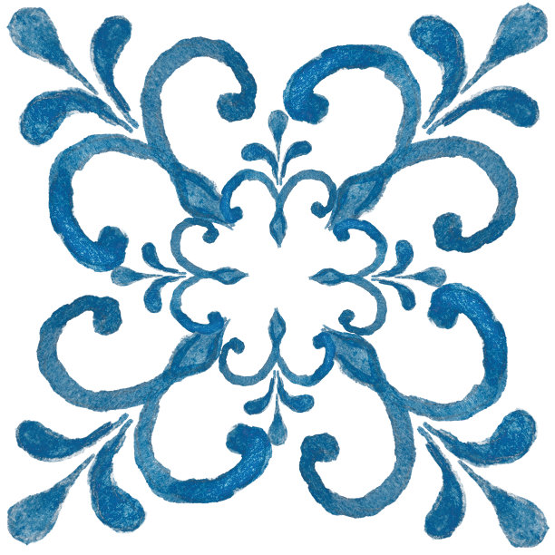 美丽的手绘阿祖莱荷斯瓷砖图案装饰图片下载