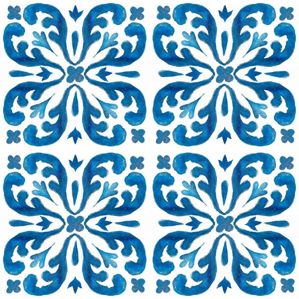 美丽的手绘阿祖莱荷斯瓷砖图案装饰图片下载