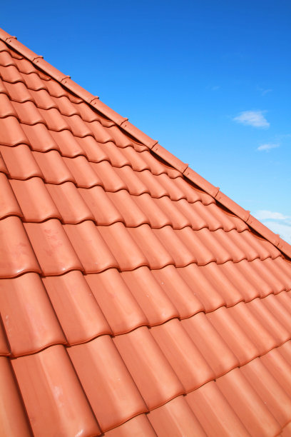 晴朗蓝天下的屋顶俯视图图片下载