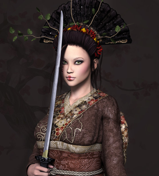 拿着钢剑的武士女孩图片下载