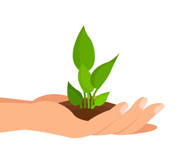 芽在棕榈平面颜色孤立的插图图片下载