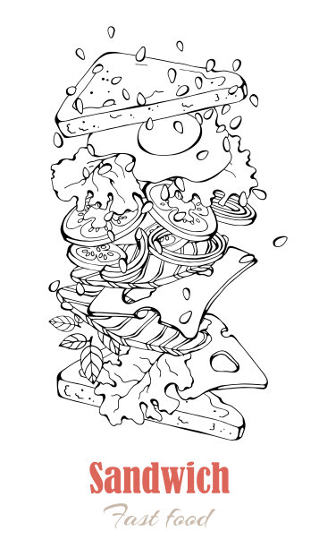 矢量插图快餐主题:三明治。图片下载