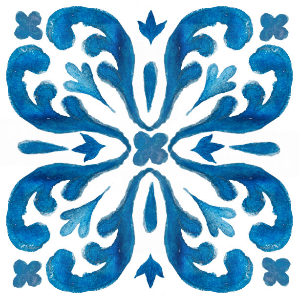 美丽的手绘阿祖莱荷斯瓷砖图案装饰图片下载