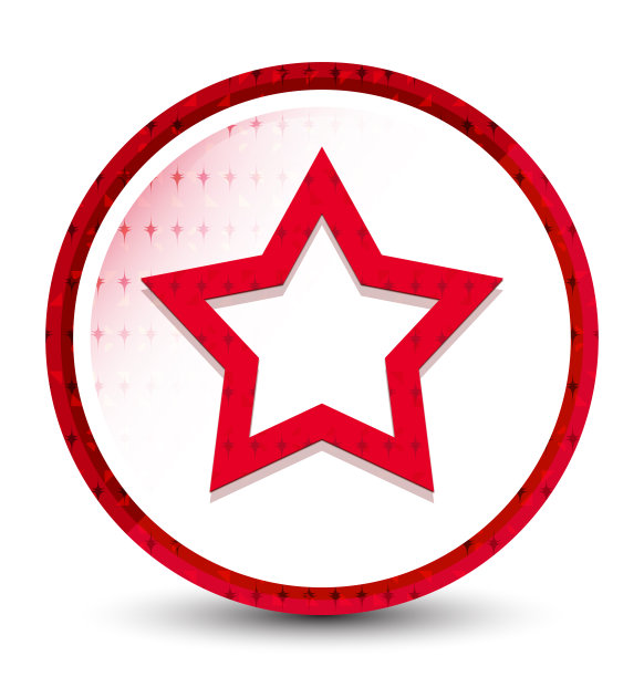 星星图标雾冻红色圆形按钮图片下载