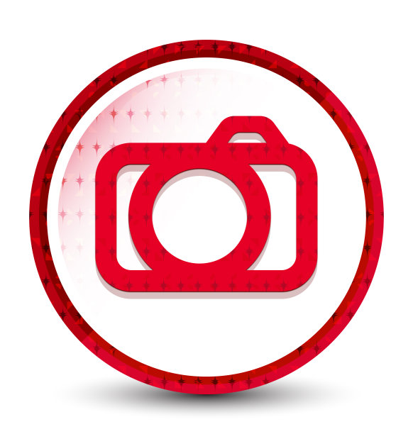 相机图标雾冻红色圆形按钮图片下载
