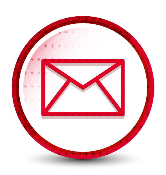 电子邮件图标雾冻红色圆形按钮图片下载