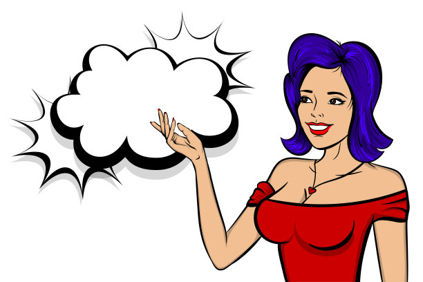 波普女艺术复古女快乐脸图片下载