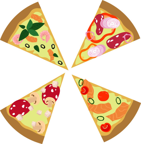 一套四块披萨。图片下载