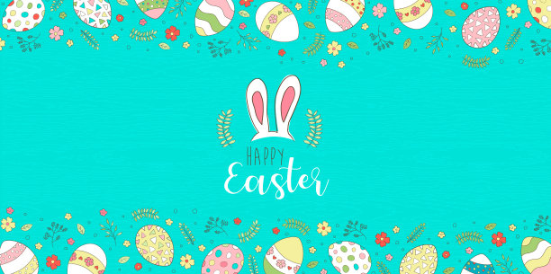 复活节快乐贺卡与可爱的春天蛋图片下载