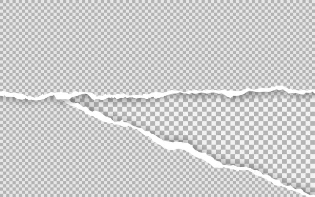 撕纸边。撕破的纸条。撕开的水平方形纸条。矢量图图片下载