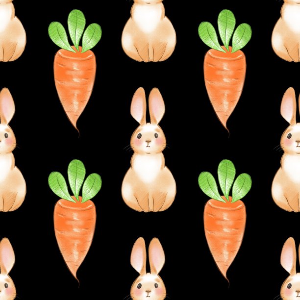 兔胡萝卜无缝图案图片下载