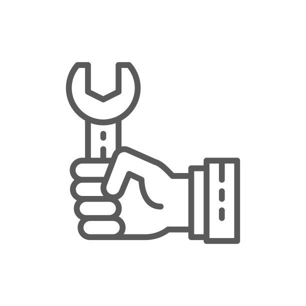 手拿扳手，工作工艺线图标。图片下载