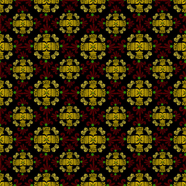 抽象的花装饰，红色和金色的颜色之上的深色图片下载