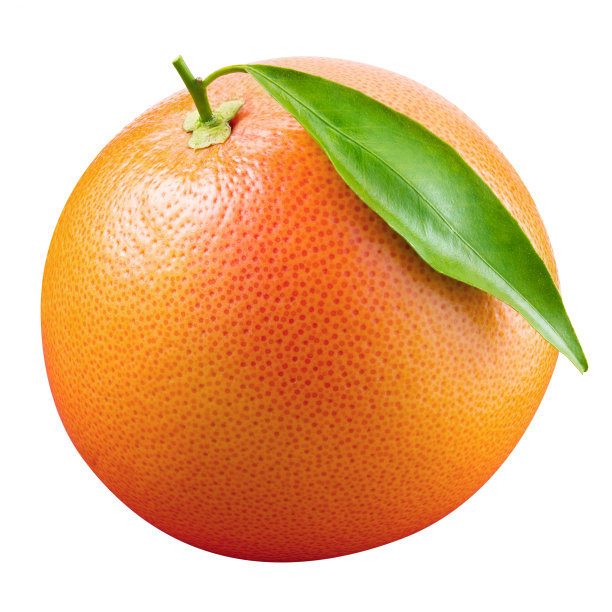 葡萄柚叶分离。在白色葡萄柚。图片下载