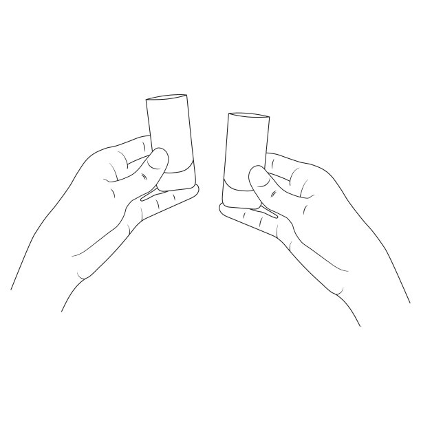 两只手碰杯龙舌兰酒或伏特加酒。酒会庆祝背景。矢量插图。图片下载