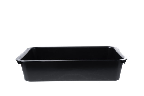 黑色塑料食品盒隔离在白色背景图片下载