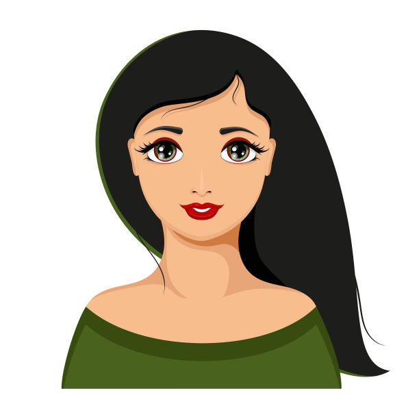 漂亮女孩的化身。平面卡通风格。矢量插图。图片下载