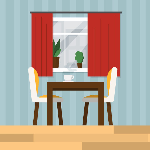 厨房内部有餐桌和杯子图片下载