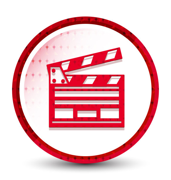 电影剪辑图标雾冻红色圆形按钮图片下载
