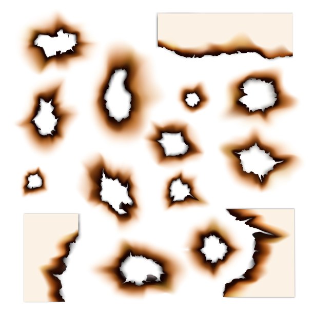 纸烧出了洞，火烧焦了撕破的边缘图片下载