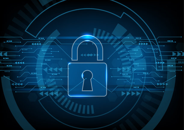 网络安全概念，闭锁技术背景。矢量图素材图片