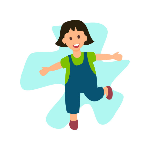 开朗的小女孩跑平矢量字符图片下载