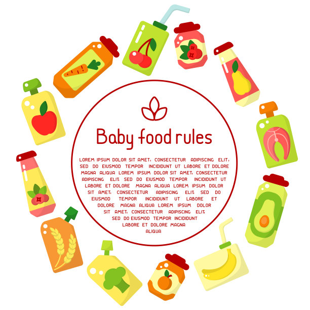 信息海报的概念与婴儿食品在罐子和样本文本图片下载