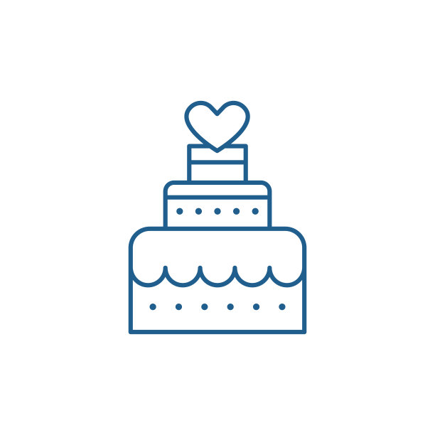 婚礼甜点线图标概念。婚礼甜点平面矢量符号、符号、轮廓插图。图片下载