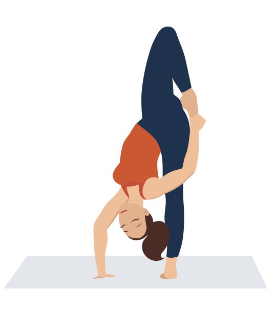 矢量插图上的白色背景。美丽的年轻女子在做瑜伽力量练习。拉伸站。单手单脚站立图片下载