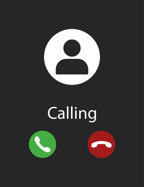 智能手机屏幕的电话呼叫黑色背景接口传入。图片下载