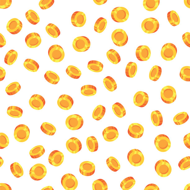 金币孤立在白色背景上。无缝图案钱币。金钱的背景素材图片