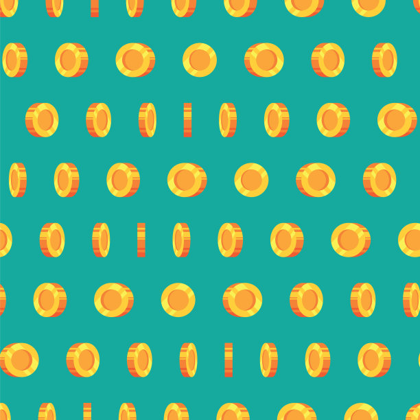 图案金币孤立在绿色背景。无缝图案钱币。金钱的背景图片下载