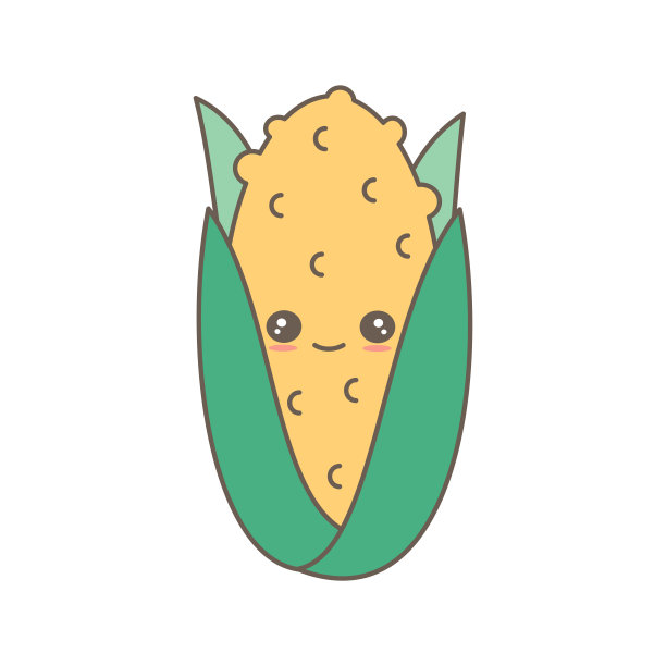 可爱的卡通甜玉米字符矢量插图孤立在白色的背景图片下载
