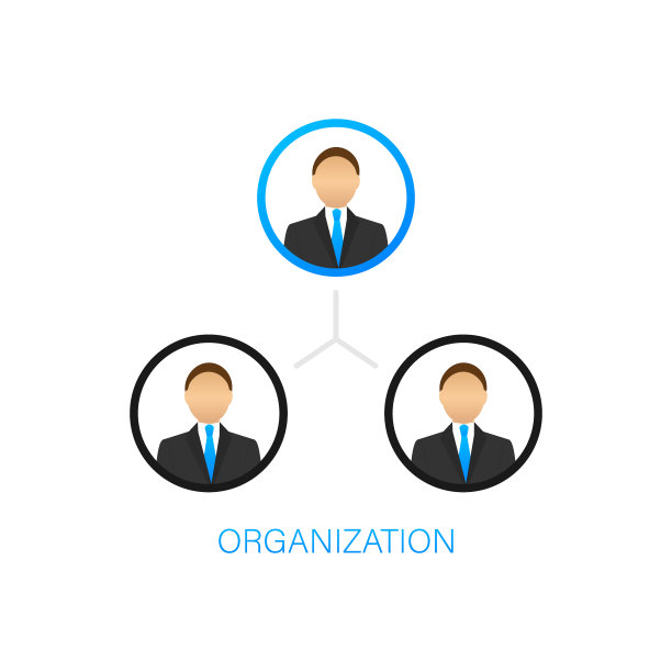 组织机构图。组织结构。商业和贸易。团队合作。轮廓的象征。专业层次结构。图片下载