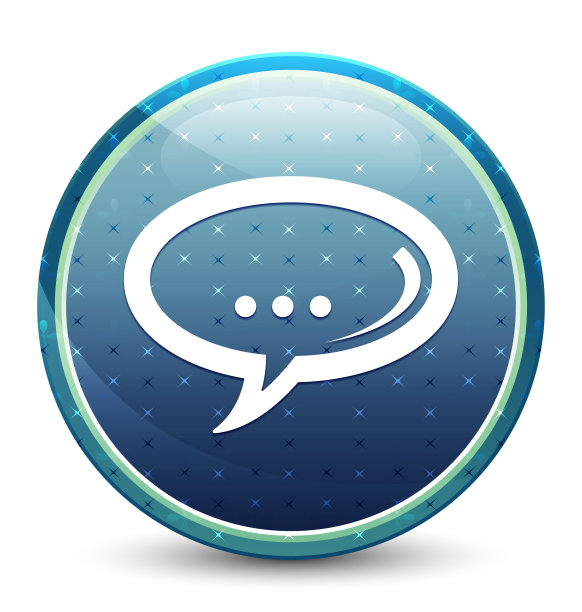 聊天图标闪亮的天蓝色圆形按钮图片下载