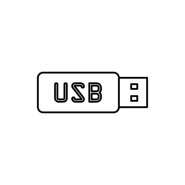 USB存储棒轮廓图标矢量图图片下载