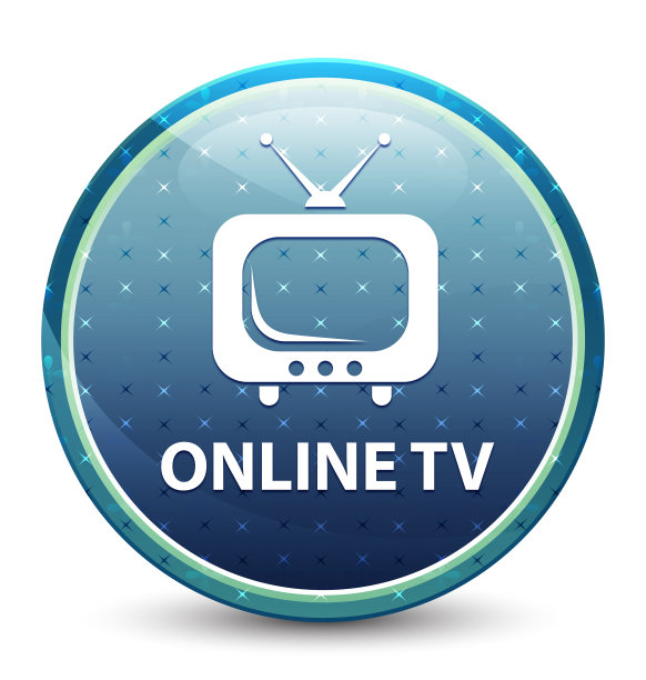 在线电视亮天蓝色圆形按钮图片下载