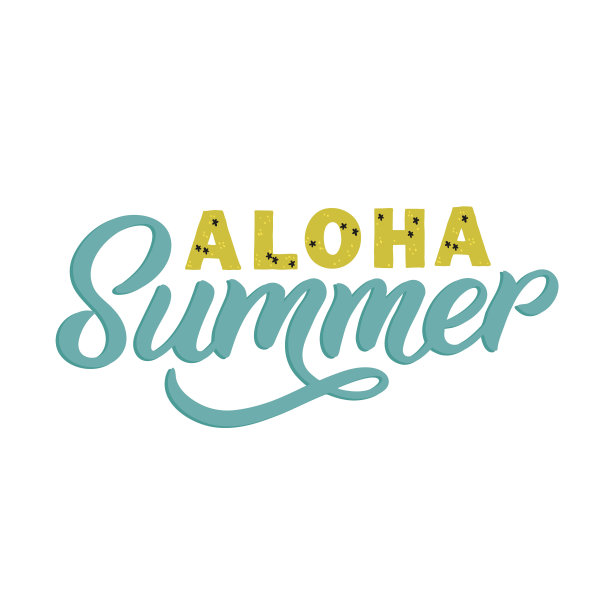手绘心形刻字卡。碑文:阿罗哈，夏天。完美的设计贺卡，海报，t恤，横幅，打印邀请。图片下载